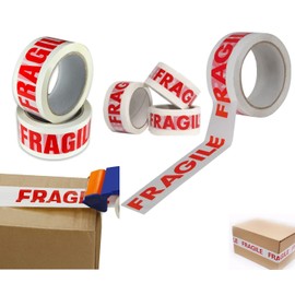 6 x Strong Fragile Tape for Packing Boxes, Heavy Duty Secure Sticky Carton Sealing Tape Rolls for Cardboard Boxes Storage Packaging Moving House Office and Parcel Boxes - 48mm x 66m