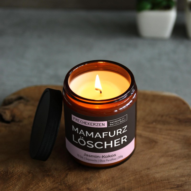 Lustige Duftkerze mit Spruch für Mama | Handgemacht aus Sojawachs