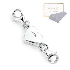 925 Sterling Silver Heart Magnetic Jewelry Clasps Magnetic Necklace Clasps and Closures Sterling Silver Double Bracelet Necklace Lobster Clasp