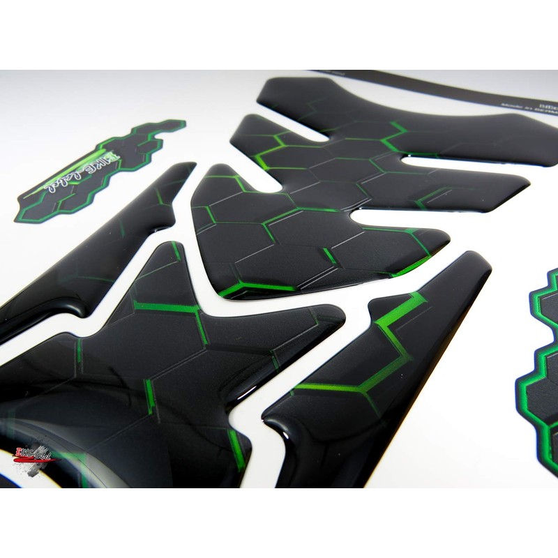 BIKE-label Tank Pad 3D Motorcycle Sticker Green Compatible with Kawasaki
