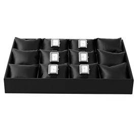 Woodten Black PU Leather Watch Jewelry Storage Tray for Drawer Watch Pillow Organizer Display Tray Showcase
