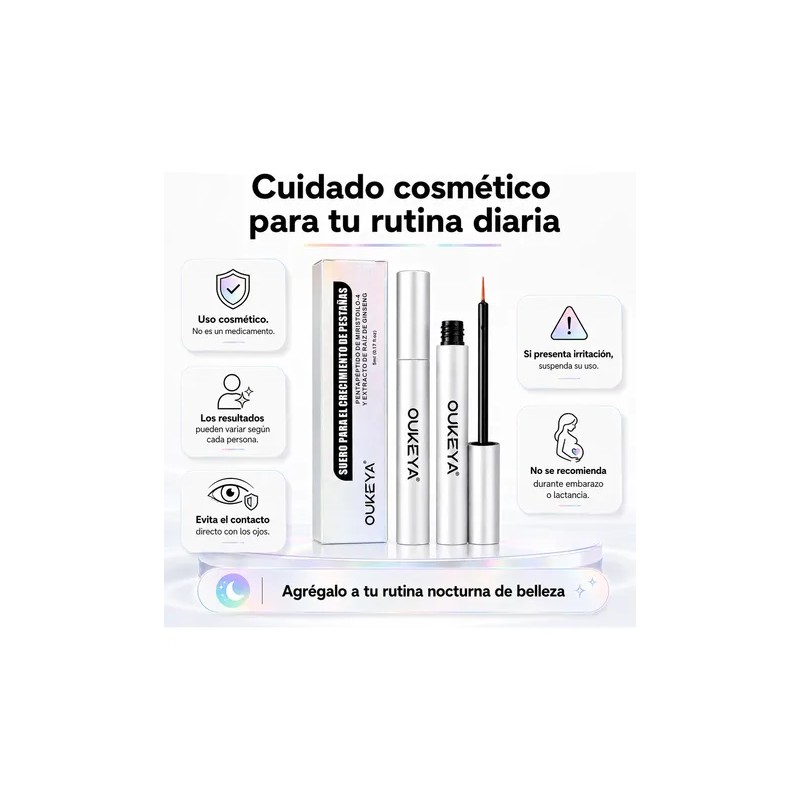 Sérum Pestañas Y Cejas Oukeya Pack 2 Crecimiento Y Fuerza