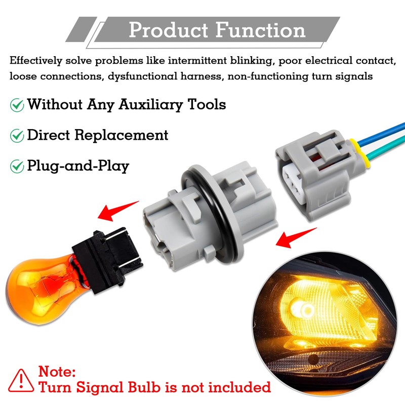 2 Pcs 90075-60028 Front Trun Signal Light Socket with 2-Pin