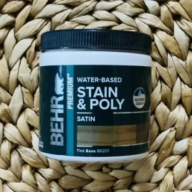 BEHR | Stain & Poly ~ Water Based Satin Tint Base B6301 ~ 7.75 FL OZ