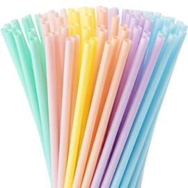 Honeydak 60 Pcs Pastel Reusable Straws 9 Inch Hard Plastic Colorful Drinking Straws for Smoothies Boba Beverage Cocktail Home Restaurant Birthday Summer Party Decoration