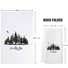 BAUNA Twilight Inspired Kitchen Towel Vampire Movie Dishes Towel City Of Forks Tea Towel Vampire Lover Kitchen Decor (Twilight Towel)
