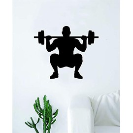 Squat Wall Decal Sticker Bedroom Home Room Art Vinyl Inspirational Decor Teen Motivational Boy Girl Sports Gym Fitness Weights Work Out Healthy Lifestyle Lift