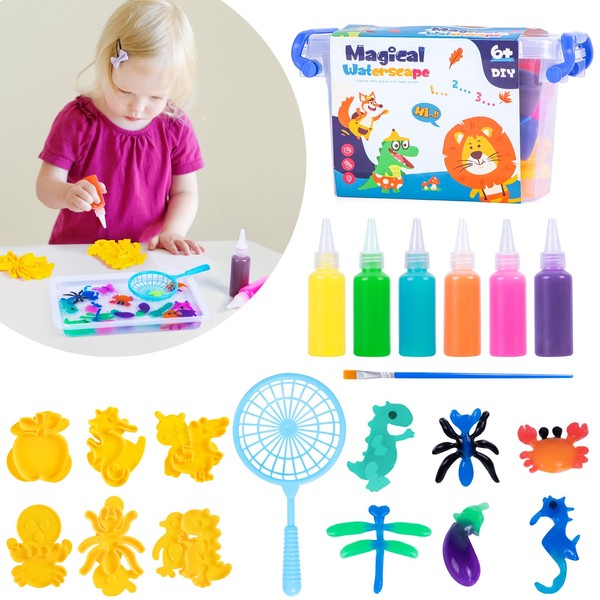 DIY Magic Water Gel Bead Sensory Toy Magic Water Elf Kit Ltteaoy Handmade 3D Aqua Park Set with Double Sided Mold Sea Creatures Colorful Educational Toys for Kids 3+ Girls Boys Christmas Birthday Gift