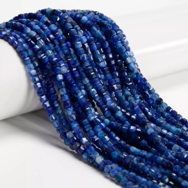Unbranded Natural Kyanite Faceted Rubik's Cube Beads Size 3.5mm 15.5'' Strand