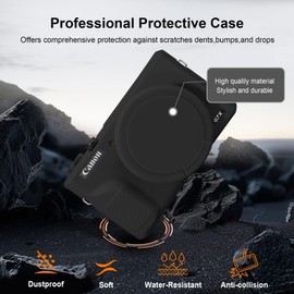 Silicone Case for Canon PowerShot G7X Mark III Digital Camera, Soft Camera Case Cover with Removable Lens Silicone Cover Rubber for Canon PowerShot G7 X III, Black