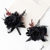 JHCYULUO Black Wrist Corsage and Boutonniere Set for Wedding Artificial