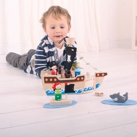 Bigjigs Toys Mini Pirate Ship Playset with Accessories