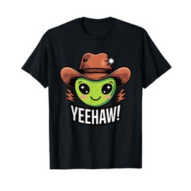 Alien Cowboy Hat Funny Western Rodeo Space Yeehaw UFO Humor T-Shirt