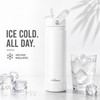Mininoo 24 oz Insulated Ceramic-Lined Water Bottle with Straw, White