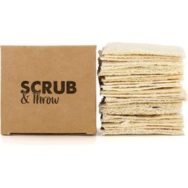 Esponjas Exfoliantes Scrub & Throw (Paquete de 30), Ecológicas, Esponjas Naturales de Lufa Multiusos para el Hogar, para Platos, Limpieza, Biodegradables, Antiarañazos