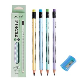 EUZUXU HB Pencils, Wooden Pencils Set, Pencil with Eraser and Sharpener, Graphite Pencil for Writing Aid from School, Office, Pack of 12