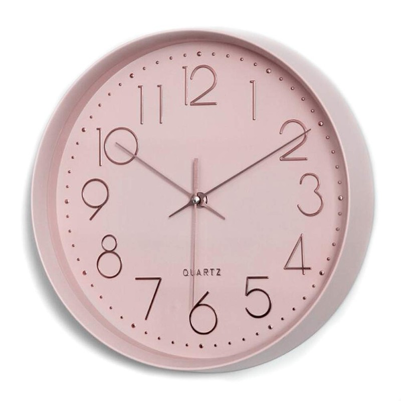 Maxspace Pink Wall Clock Silent Non-Ticking, 12in Analog Wall Clock
