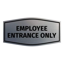 Signs ByLITA Fancy Employee Entrance Only Sign with Adhesive Tape, Mounts On Any Surface, Weather Resistant, Indoor/Outdoor Use (Brushed Silver) - Medium