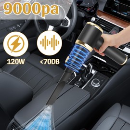 Akku Handstaubsauger Kabellos, 9000Pa Mini Staubsauger Auto, Staubsauger & Gebläse & Inflator & Vakuumpumpe 4 in 1 Akkusauger, Autostaubsauger für Tierhaare,Auto,Küche,Büro mit 2 HEPA-Filterung