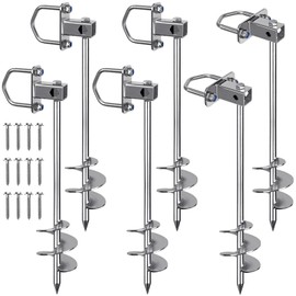 Insaga Multi-Purpose Ground Anchors Screw in, Fully Welded Shed Anchor Kit, 24'' Earth Anchor, Mobile Home Anchors for Trampoline, Swing Set, Carport and More, Set of 6