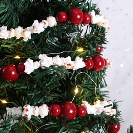 9 feet Christmas Tree Garland Artificial Popcorn Garlands Christmas Bead Garland Xmas Holiday Vintage Decor Fake Popcorn Vintage Garlands for Christmas Tree Wreaths Fence Fireplace Decorations