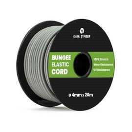Kamu Synber Bungee Cord 4mm x 20m Elastic Shock Cord Bungee Rope for Tarpaulin, Kayak, Tie Down, Camping | Grey