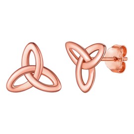 Silvora Rose Gold Ear Studs Womens Celtic Knot Earrings 925 Sterling Silver Triangle Knots Stud Earring for Mother Grandma