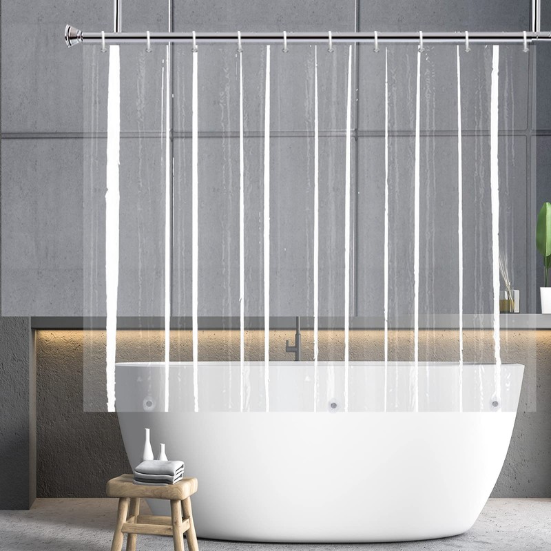 YISURE Shower Curtain Transparent Short 150 cm Height Shorter Shower
