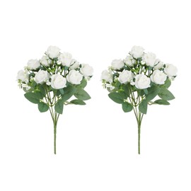 Benepoint Artificial Flowers, Fake Roses Artificial Flowers Bulk with Stems, Artificial Flower Bouquet Bulk Fake Flowers for Home| Wedding| Party Decor (White)