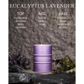 M&SENSE Eucalyptus Lavender Scented Candles Natural Non Toxic, Aromatherapy Candle for Stress Relief Meditation Relaxing, Housewarming Gifts for Women Men, 11.3oz 70 Hour Long Burning