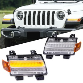 Archaic Clear LED Turn Signal Lights with DRL & Side Marker Lights for Jeep Wrangler JL Sahara, Rubicon, High Altitude 2018-2025,with Animation DRL and Sequential Turn signal