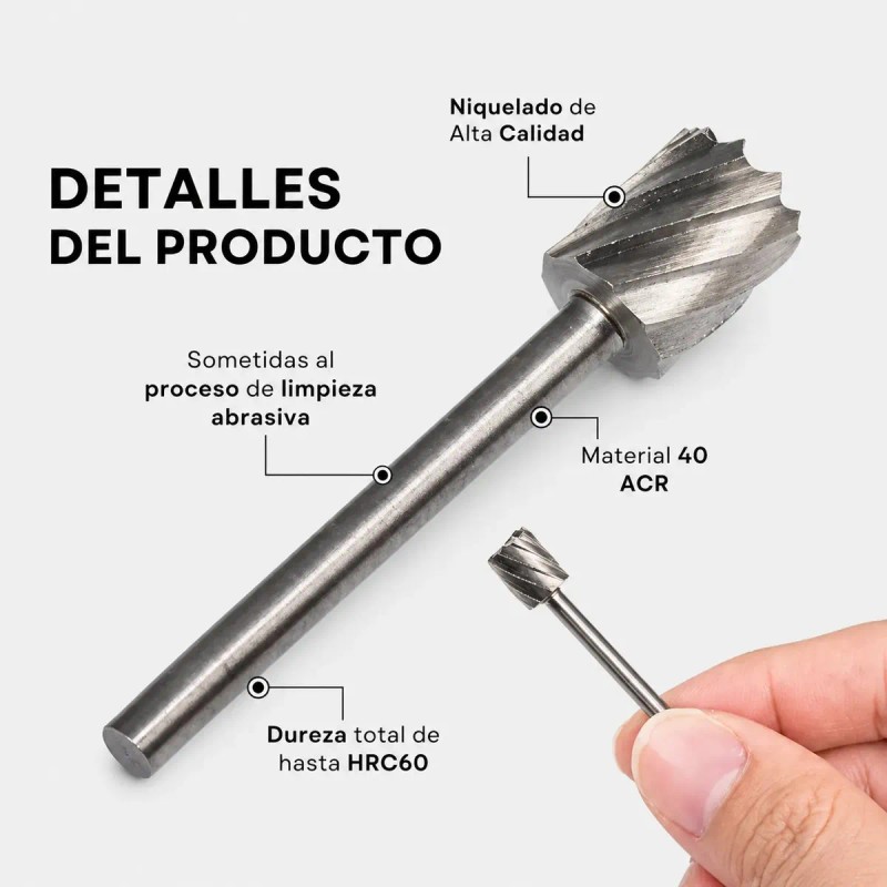 Fresa Madera Rotativa Carburo Mototool Juego 20 Piezas Acero Hss