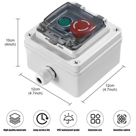 IP67 Outdoor Waterproof Box 2 Push Button (Letter) Emergency Stop Button Momentary Push Button Button with Protective Cover Anti-misoperation Switch