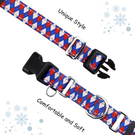 Fidohug Reflective Martingale Dog Collar with Buckle Soft Nylon Geometric Patterns Pet Collars for Extra Small Dogs (Argyle, XS)