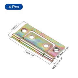 sourcing map 4Pcs 2x1 Inch Door Hinges Non-Mortise No Noise Bifold Door Hinges Plating for Cabinet Furniture Window Wardrobe, Colored Zinc