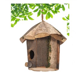 Loopunk Wooden Bird Nest, Natural Wooden Bird House, Bird Nests for Outdoor Garden Patio Nest Decorative