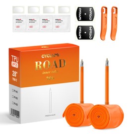 2 Pack Bike TPU Inner Tube 700C CYCLAMI Road Bicycle Tire 28“ 700 x 18/23/25/28/30/32C Presta Valve 65mm Ultralight for Adult (Include Patch Repair Kit ＆ Tire Levers)