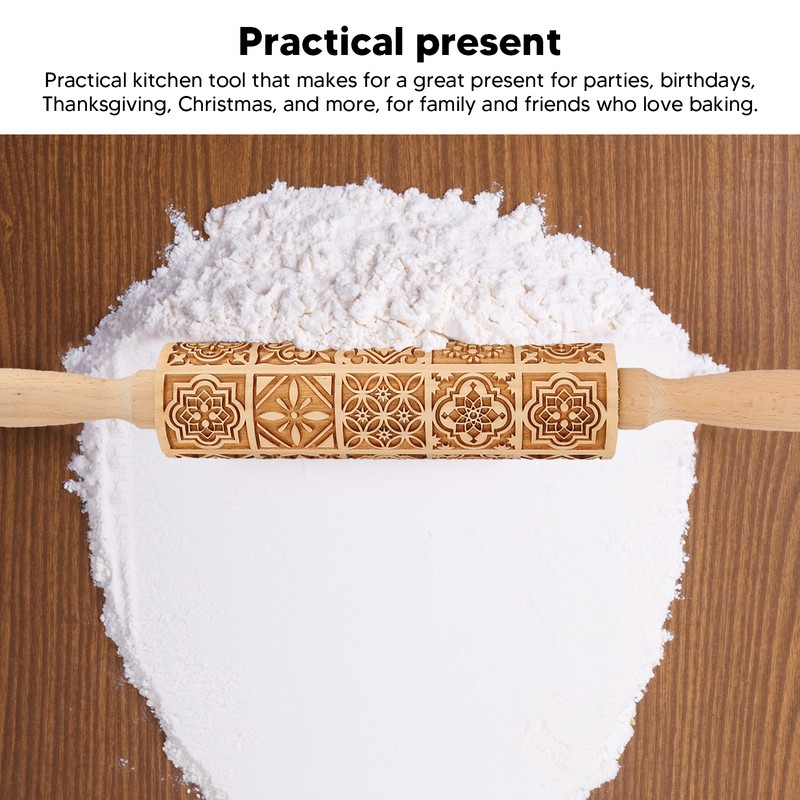 3pcs Wooden Embossed Rolling Pin Engraved Embossing Dough Roller for