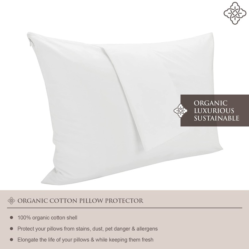 Bioweaves 100% Organic Cotton Breathable Pillow Protectors GOTS Certified with