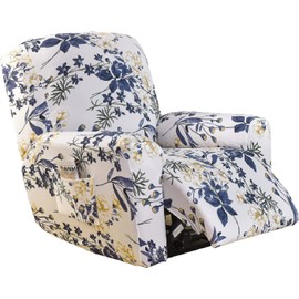 Eco-Ancheng Recliner Slipcovers 4-Pieces Lazyboy Recliner Covers Recliner Couch Covers Recliner Chair Cover Non Slip Reclining Slipcovers with Storage Pockets Furniture Protector for Living Room