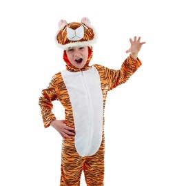 Kids Tiger Onesie Costume Childrens Animal Hooded All-in-One Outfit - Small