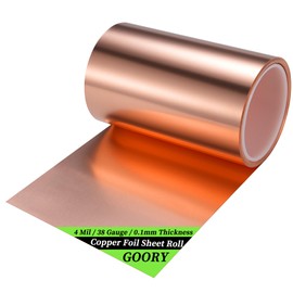 GOORY Copper Foil Sheet Roll - 4Mil/38Gauge(0.1mm) 6in x 20ft Pure Thin Copper Sheet - ASTM B152 C11000 99.9+% Soft Flashing Roll for Crafting, Electrical, House Repair, DIY Project, Decoration