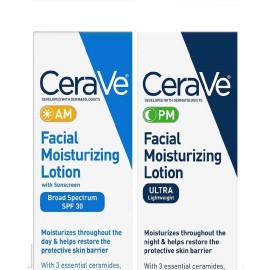 CeraVe Day & Night Face Lotion Skin Care Set | Contains AM with SPF 30