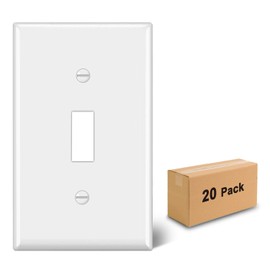[20 Pack] BESTTEN Toggle Wall Plate, 1-Gang Standard Size Light Switch Cover, Unbreakable Polycarbonate, UL Listed, White