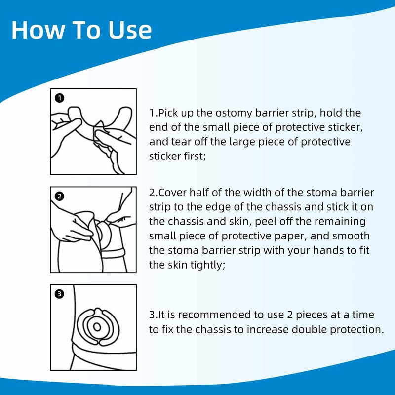 Ostomy Barrier Strips,Elastic Skin Adhesive Ostomy Barrier Tape for Colostomy