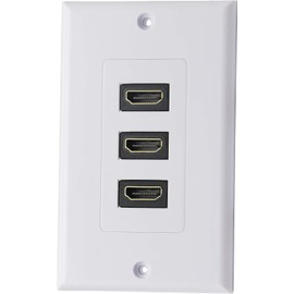 zdyCGTime 3-Port HDMI 2.0 Decorative Wall Plate - HDMI, Component, Composite Audio Video Wall Outlet Mount Panel, Supports 4K 60Hz, Perfect for Projector & Home Theater - White