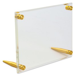 Wexel Art 4x6" Clear UV Grade Acrylic Tabletop Floating Picture Frame Display with Gold Hardware for Art and Photos