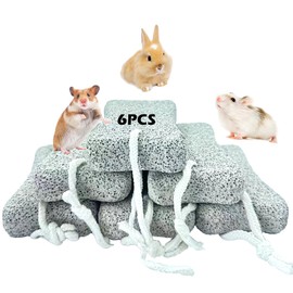 MUYG Large Lava Blocks for Rabbit,6 PCS Rabbit Chew Toys for Teeth Grinding High Calcium Chinchilla Chew Blocks Bone Shaped Stone for Bunny Teeth 5.12 Inch Natural Mineral Stones for Small Animals