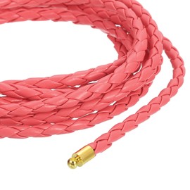 uxcell 4mm 2.19 Yards Braided Leather Cords, Round Soft Jewelry Leather Rope for Jewelry, Tie Making, Necklaces, Watermelon Red
