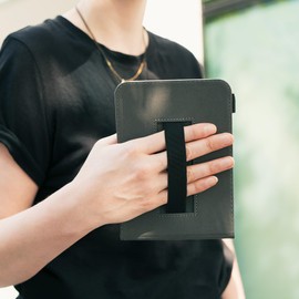 kwmobile Cover Compatible with Kobo Clara BW/Colour - Faux Nubuck Leather e-Reader Case with Built-in Hand Strap and Stand - Butterfly Tendril Grey